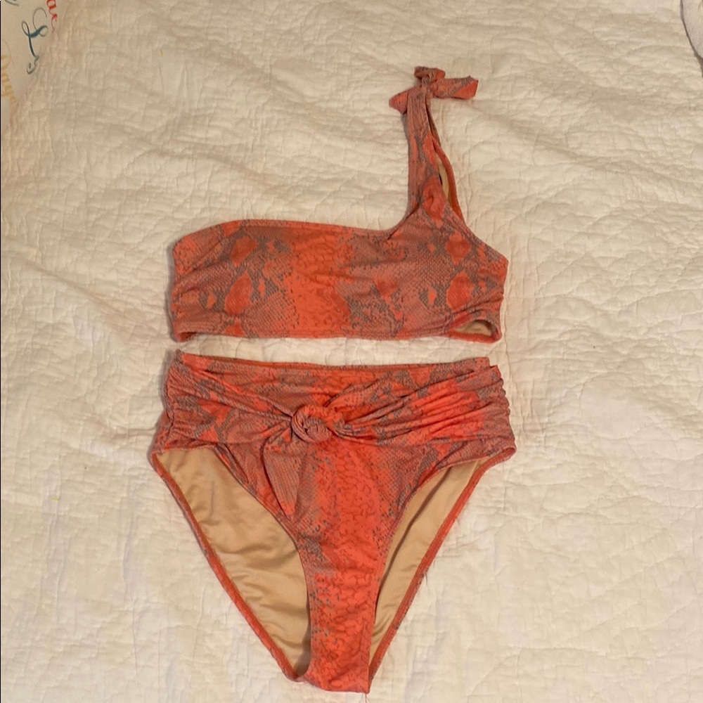 One-Shoulder Orange Bikini Set
